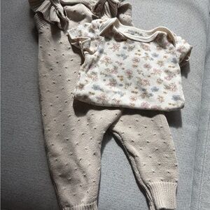Floral Print Kids Bodysuit and Pants Set - Cream